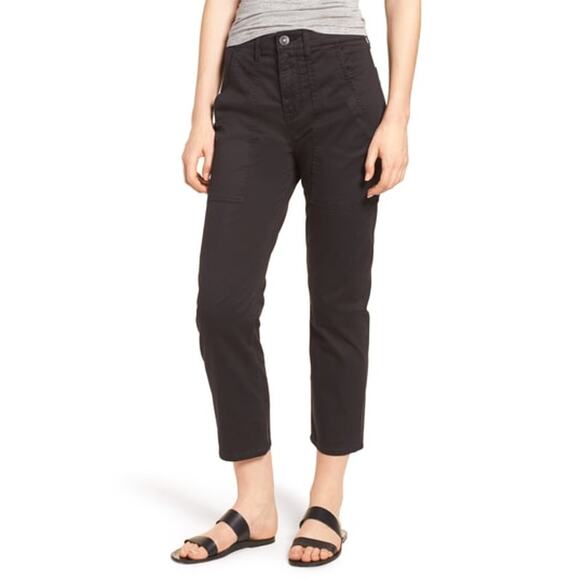 NEW Hudson Womens Cropped Ankle Cargo Pants Black 26 Utility Stretch Casual - Picture 1 of 6